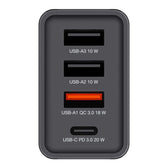 Ładowarka sieciowa Verbatim 1xUSB-C PD 20W 1xUSB-A QC 3.0 2xUSB-A 10W UE czarna