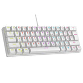 Klawiatura przewodowa Rampage PLOWERK60 gamingowa mechaniczna Blue Switch Rainbow LED biała