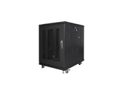 Szafa instalacyjna Rack stojąca 19" 15U 600x800 czarna drzwi perforowane Lanberg (flat pack)