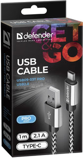 Kabel USB Defender USB-LIGHTNING 1m 2,1A biało-czarny