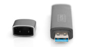 Czytnik kart DIGITUS 3-portowy USB Typ C/ USB 3.0 SuperSpeed SD Micro SD HQ aluminium szary