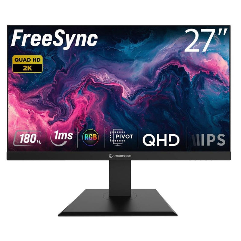 Monitor Rampage 27'' Miracle MC27RQ180 Fast IPS QHD 2K 180Hz 2xHDMI 2xDP głośniki 1ms gamingowy