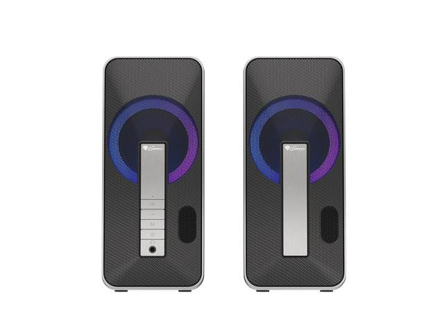 Głośniki Genesis Helium 100BT RGB 2.0 Bluetooth 10W RMS czarno-srebrne