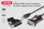 Adapter Unitek Y-105A  USB - 1x RS-232 + Adapter DB9F/DB25M