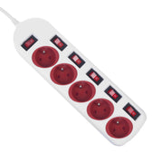 Listwa zasilająca Maclean MCE204 R/W, przedłużacz 5 gniazd, z włącznikami, 250VAC/10A, 1.5m
