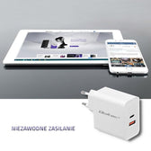 Ładowarka sieciowa Qoltec 63W | 5-20V | 1.5-3A | USB typ C PD | USB QC 3.0 | Biała