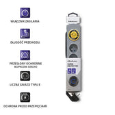 Listwa zasilająca antyprzepięciowa Qoltec Quick Switch | 4 gniazda | 2,5m | szara