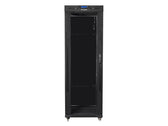 Szafa instalacyjna Rack stojąca 19" 37U 600x800 czarna drzwi szklane LCD Lanberg (flat pack)