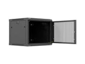Szafa instalacyjna Rack Lanberg wisząca 19" 9U 600x600 czarna drzwi perforowane (flat pack)