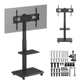 Stand / wózek dla TV Ergo-Office ER-304 B, max. obciążenie 50kg / 5kg półka, max. VESA 600x400, wbud. listwa zasil., czarny