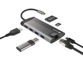 Stacja dokująca HUB USB Natec Fowler Plus Multiport USB-C PD, 3x USB 3.0, HDMI 4K, RJ45, USB-C, SD, Micro SD