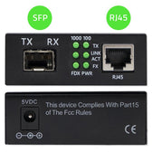 Switch niezarządzalny Qoltec Dwukierunkowy Media Konwerter 1x RJ45 1x SFP | 1000Mb/s | 5V