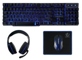 Zestaw przewodowy klawiatura + mysz + pad + słuchawki Rebeltec SHERMAN Gaming USB czarny podświetlany