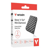 Dysk SSD zewnętrzny Verbatim Store 'n 'Go Mini Diamond 2TB USB-C 3.2 Gen 2 czarny