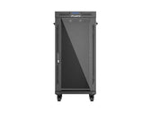 Szafa instalacyjna Rack Lanberg stojąca 19" 24U 600x600 czarna drzwi przeszklone LCD (flat pack) V2