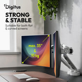 Ramię biurkowe podwójne DIGITUS z zaciskiem i sprężyną mechaniczną, 2x LCD max.35" 2x10kg, VESA: 75x75, 100x100, Białe