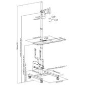 Stand, wózek, mobilne stanowisko komputerowe na kółkach Maclean MC-793 max 20kg max 17"-32" VESA: 75x75,100x100