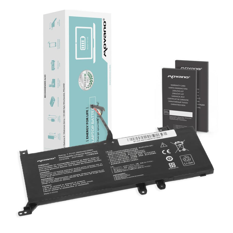 Bateria Movano do notebooka Asus Vivobook 14 D415D, 15 X515E, X512FA, X512UF, X509FB, X509FA, X509FJ, X509, B21N1818-2 (7.7V) (3800 mAh)
