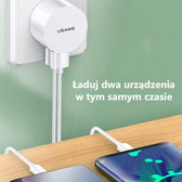Ładowarka sieciowa Usams T20 2,1A 2xUSB+kabel microUSB - biała