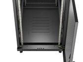 Szafa instalacyjna Rack Lanberg stojąca 19" 22U 600x1000 Czarna drzwi perforowane (flat pack)