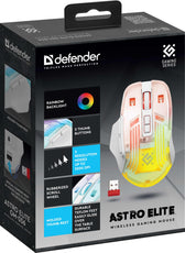 Mysz bezprzewodowa Defender ASTRO ELITE GM-056 optyczna 3200dpi biała RGB AKUMULATOR 7 przycisków Gaming