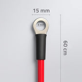 Kabel Qoltec z oczkiem 8mm | przewód akumulatorowy z końcówkami konektorowymi M8 | 60cm | Czerwony