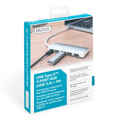 Hub USB DIGITUS 4-portowy USB 3.0 SuperSpeed z Typ C PD 3.0 aluminium