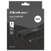 Ładowarka sieciowa Qoltec 90W GaN Super Fast SLIM | PD | 5-20V | 4.5A | USB-C 3.1 | Laptop | MacBook | Smartfon | +kabel