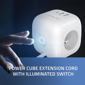 Kostka zasilająca Qoltec przedłużacz 6w1 z podświetlanym włącznikiem | 3x AC | 2x USB | 1x USB-C PD 20W | Biała | Kabel 2m