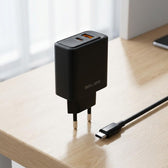 Ładowarka sieciowa Beline 45W 1xUSB-C + 1xUSB GaN PD 3.0 QC 3.0 bez kabla - czarna