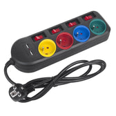 Listwa zasilająca Maclean MCE229 B, przedłużacz 4 gniazda + 2xUSB, z włącznikami, 250VAC/10A, 2.1A 5V, 1.5m, czarna