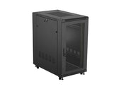 Szafa instalacyjna Rack Lanberg stojąca 19" 22U 600x1000 Czarna drzwi perforowane (flat pack)