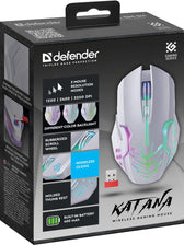Mysz bezprzewodowa Defender KATANA GM-511 optyczna 3200dpi biała RGB AKUMULATOR 7 przycisków Gaming bezklikowa silent