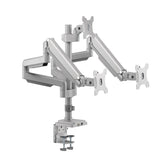 Uchwyt biurkowy do trzech monitorów szary Ergo Office ER-408G, ze sprężyną gazową, 17"-30", 7 kg, 1x USB 3.0, 2x mini-jack
