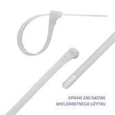 Opaski zaciskowe Qoltec wielorazowe/trytytki | 7.2*400mm | Nylon UV | Białe