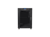 Szafa instalacyjna Rack stojąca 19" 15U 600x800 czarna drzwi szklane LCD Lanberg (flat pack)