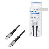 Kabel USB 3.2 Gen2x2 LogiLink CU0432 USB-C - USB-C, M/M, 20 Gb/s, 100 W, 4K, czarny, 1m