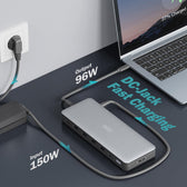 Stacja dokująca DIGITUS USB Typ C 13-portów 3x HDMI 2x DisplayPort 4K/60Hz DC-Jack 150W