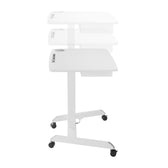 Biurko, stolik do laptopa Maclean MC-903W regulacja wysokości, z szufladą, białe, do pracy stojąco siedzącej, max wys 113cm - 8kg max