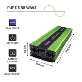 Przetwornica napięcia Qoltec Monolith | ładowanie baterii | UPS | 2500W | 5000W | 12V na 230V | Czysty Sinus | LCD