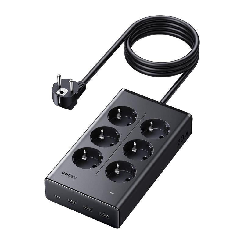 Listwa zasilająca Ugreen S622, 6xAC + 3xUSB + USB-C, GaN, 1.5m - czarna