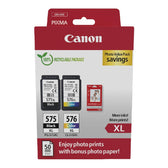 Zestaw tuszy Canon PG-575 XL Black 15 ml 300 str./CL-576 XL Color 12,6 ml 300 str. + papier fotograficzny GP-501 Glossy (5437C006)