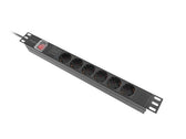 Listwa zasilająca Lanberg Rack PDU 19"1U 16A 6x 230V Schuko 2m Czarna