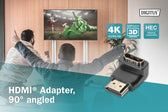 Adapter DIGITUS HDMI 2.0 HighSpeed z Ethernetem Typ HDMI A kątowy/HDMI A M/Ż czarny