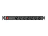 Listwa zasilająca Lanberg do RACK 1U 16A PDU 7x Schuko 2m czarna