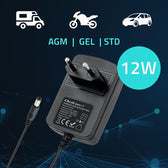 Ładowarka do akumulatora Qoltec AGM GEL STD 12V | 1A | Prostownik z sygnalizatorem LED