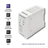 Zasilacz na szynę DIN Qoltec | 60W | 24V | 2.5A | Biały | Slim