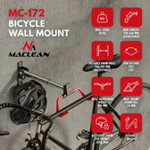Uchwyt wieszak rowerowy ścienny Maclean MC-172 poziomy stal max. obciążenie 30kg