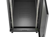 Szafa instalacyjna Rack stojąca 19" 22U 600x1200 czarna drzwi szklane LCD Lanbeg (flat pack)