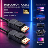 Kabel DisplayPort Qoltec M/M v2.1 | 54G | 3m